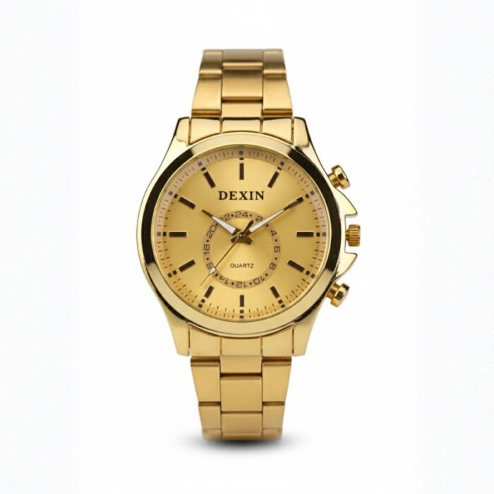 ⁦ساعة يد رجالية دائرية ستانلس ستيل⁩ - الصورة ⁦2⁩