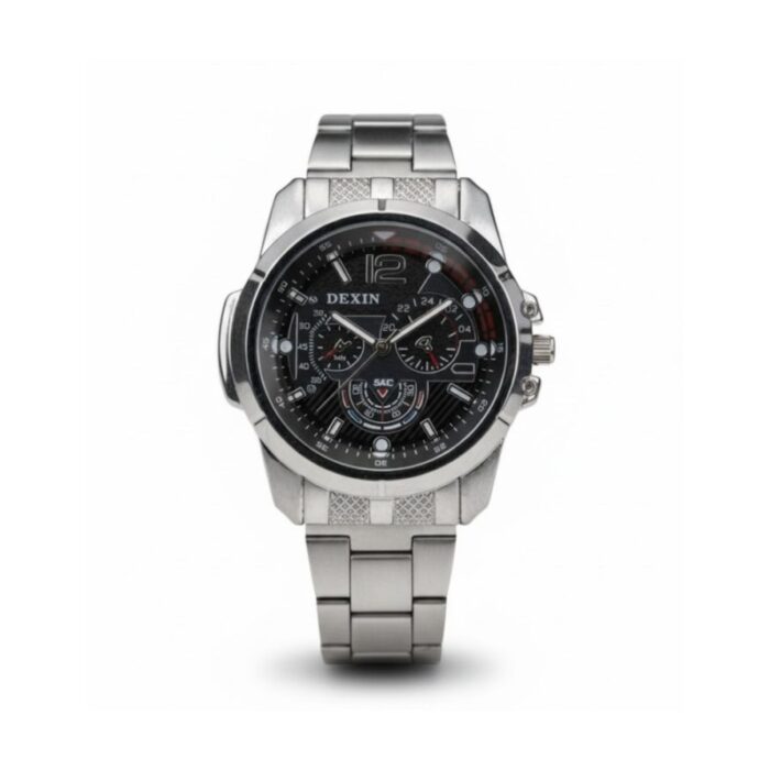 ⁦ساعة يد رجالية دائرية ستانلس ستيل⁩ - الصورة ⁦2⁩