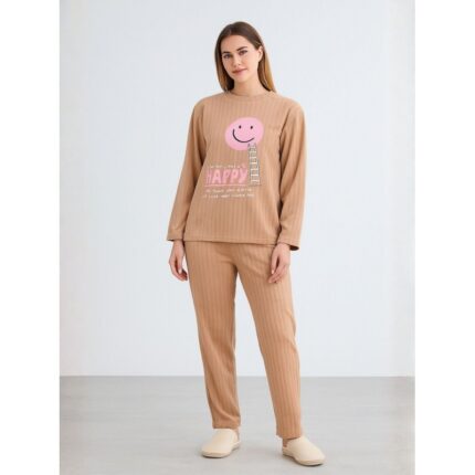 بيجامه ستاتي شتوي لون بيج