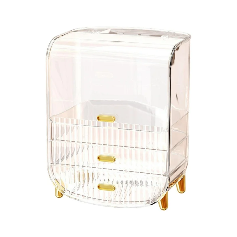 ⁦منظم مكياج شفاف وذهبي⁩ - الصورة ⁦1⁩