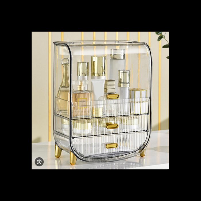 ⁦منظم مكياج شفاف وذهبي⁩ - الصورة ⁦2⁩