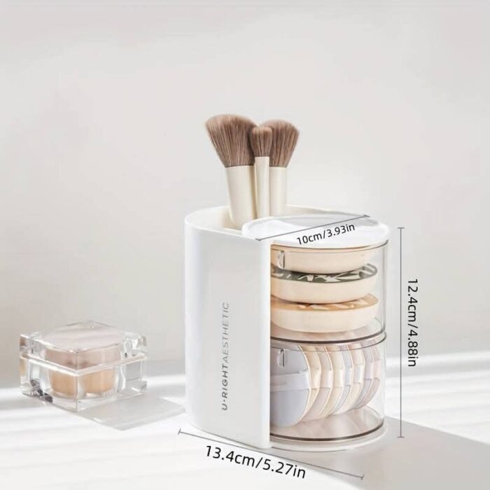 ⁦منظم مكياج دوار لون ابيض طبقتين⁩ - الصورة ⁦3⁩