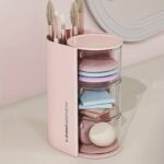 منظم مكياج دوار لون زهري ثلاث طبقات