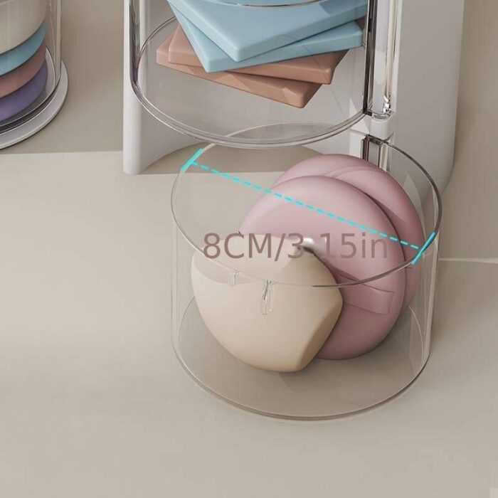 ⁦منظم مكياج دوار لون زهري طبقتين⁩ - الصورة ⁦2⁩