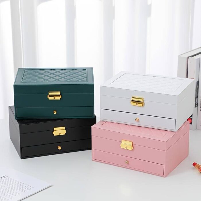 ⁦منظم اكسسوارات جلد صغير لون أخضر⁩ - الصورة ⁦5⁩