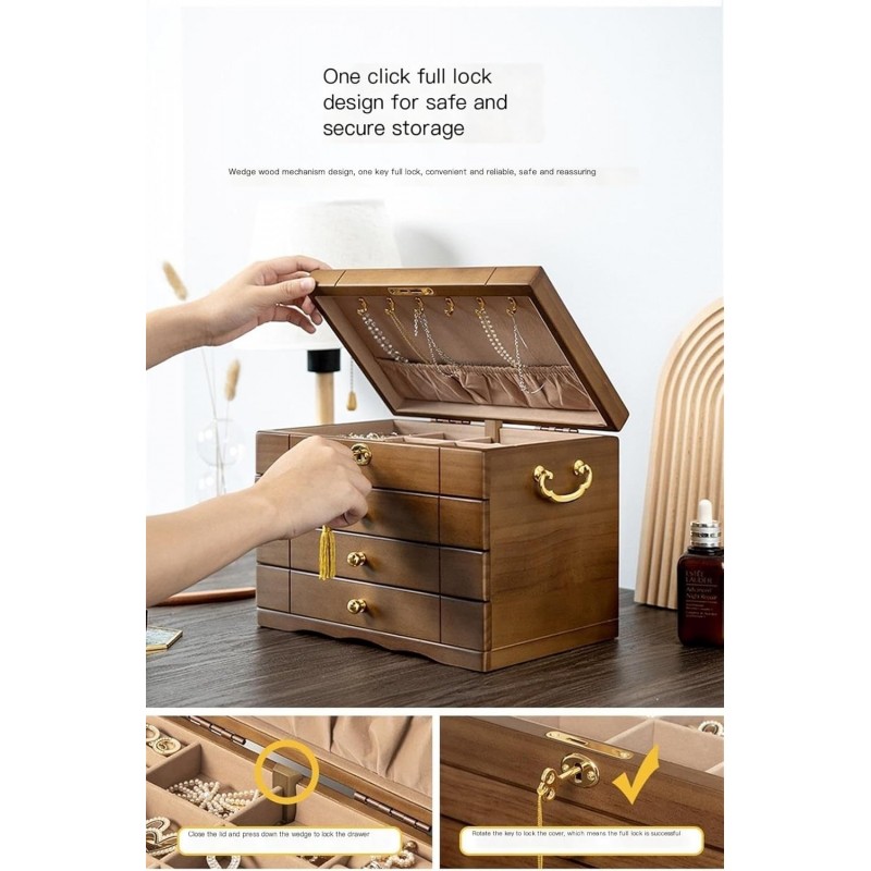 103394049_6970e3e747994 منظم اكسسوارات مصنوع من خشب البلوط الطبيعي 4 طبقات - الصورة 1