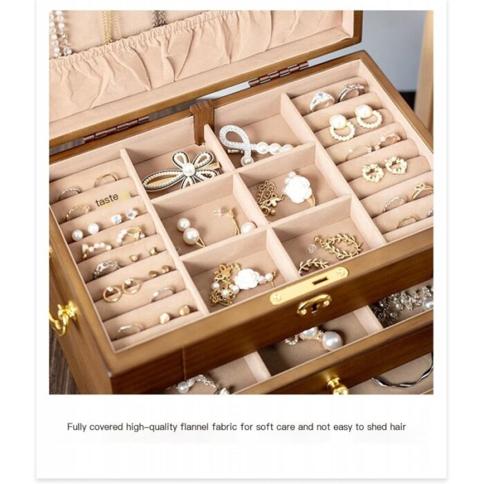 ⁦منظم اكسسوارات مصنوع من خشب البلوط الطبيعي 5 طبقات⁩ - الصورة ⁦2⁩