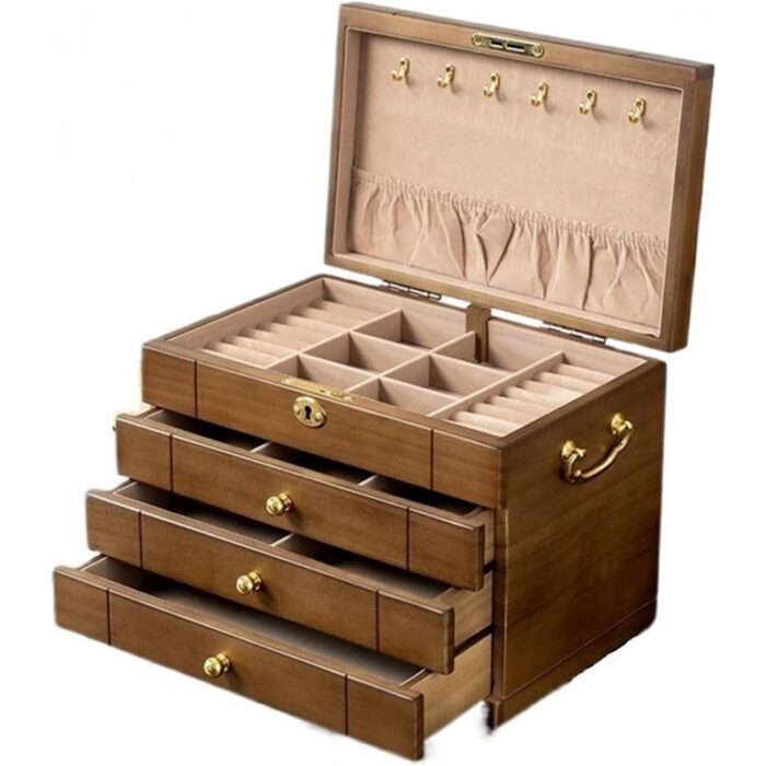 ⁦منظم اكسسوارات مصنوع من خشب البلوط الطبيعي 5 طبقات⁩ - الصورة ⁦4⁩