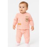 بيجامة بأزرار للأطفال لون زهري