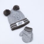 ⁦طاقية للأطفال مع كفوف لون سكني⁩ - الصورة ⁦2⁩