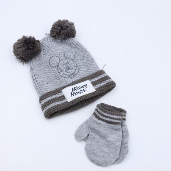 ⁦طاقية للأطفال مع كفوف لون سكني⁩ - الصورة ⁦2⁩