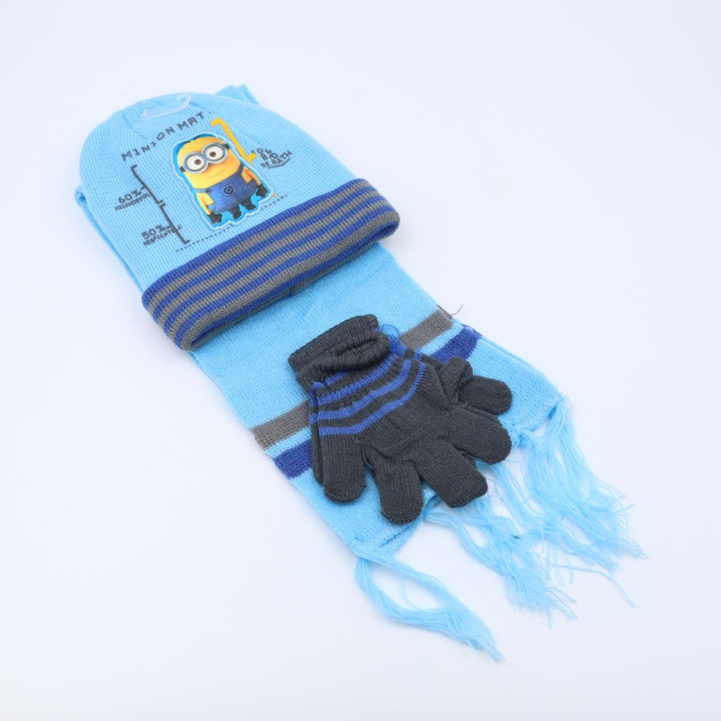 ⁦طاقية للأطفال مع لفحة وكفوف لون أزرق فاتح⁩ - الصورة ⁦1⁩