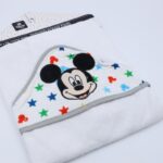 ⁦منشفة استحمام للأطفال مع غطاء رأس – ديزني ميكي ماوس (نجوم) – لون أبيض⁩ - الصورة ⁦2⁩