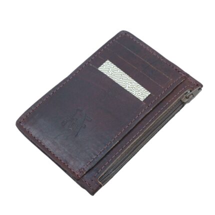 محفظة شبابية أنيقة من الجلد الطبيعي البقري لون بني