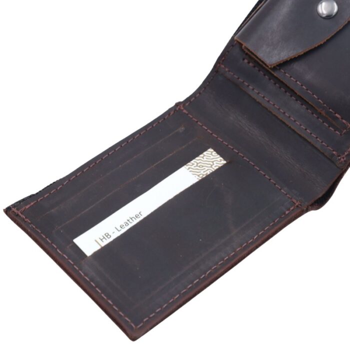 ⁦محفظة شبابية أنيقة من الجلد الطبيعي البقري لون بني⁩ - الصورة ⁦3⁩