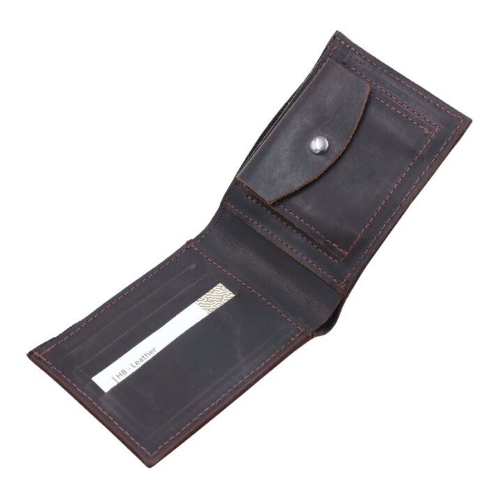 ⁦محفظة شبابية أنيقة من الجلد الطبيعي البقري لون بني⁩ - الصورة ⁦4⁩