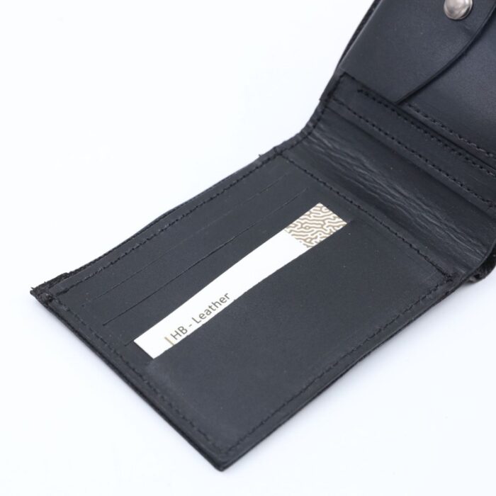 ⁦محفظة شبابية أنيقة من الجلد الطبيعي البقري لون أسود⁩ - الصورة ⁦2⁩