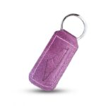 مدالية أنيقة بشكل خارطة فلسطين مصنوعة من الجلد الطبيعي لون زهري