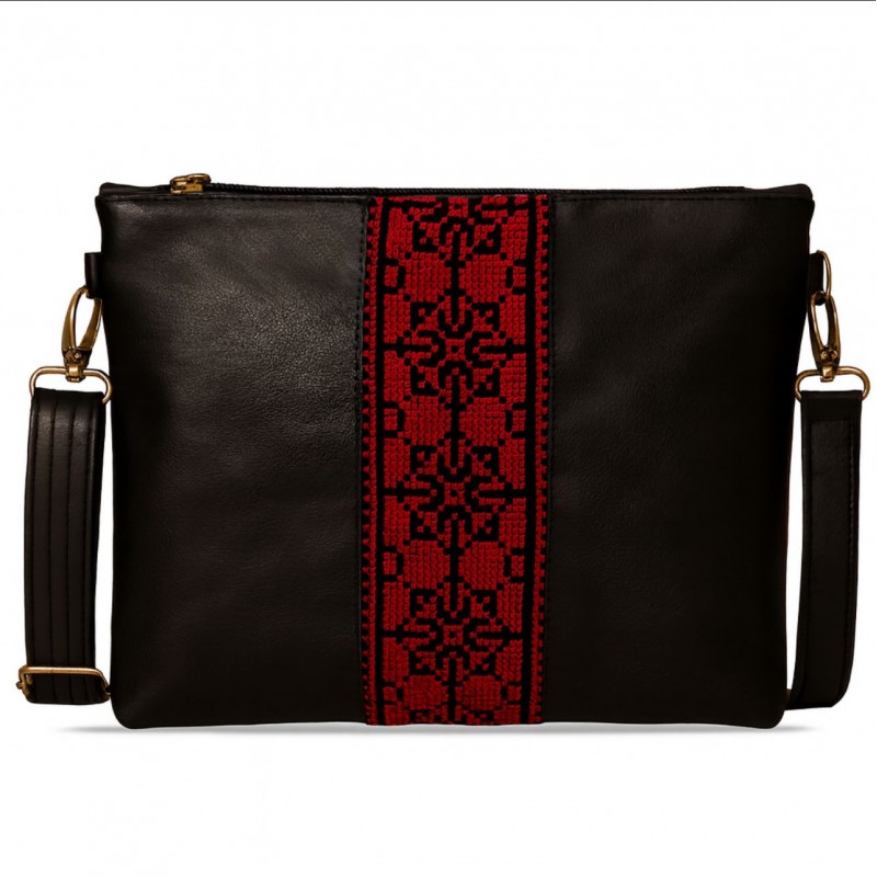 ⁦شنطة ستاتية أنيقة بتطريز التراث الفلسطيني لون أسود⁩ - الصورة ⁦1⁩