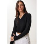 ⁦بلوزة ستاتي لون أسود Happiness İstanbul⁩ - الصورة ⁦2⁩