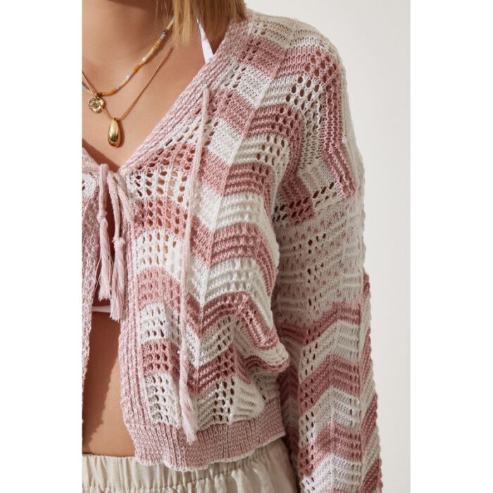 ⁦جرزة ستاتي صوف لون زهري بارد وأبيض Happiness İstanbul⁩ - الصورة ⁦2⁩