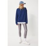 ⁦بلوزة ستاتي خريفي لون كحلي Happiness İstanbul⁩ - الصورة ⁦3⁩