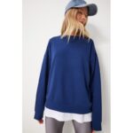 ⁦بلوزة ستاتي خريفي لون كحلي Happiness İstanbul⁩ - الصورة ⁦5⁩