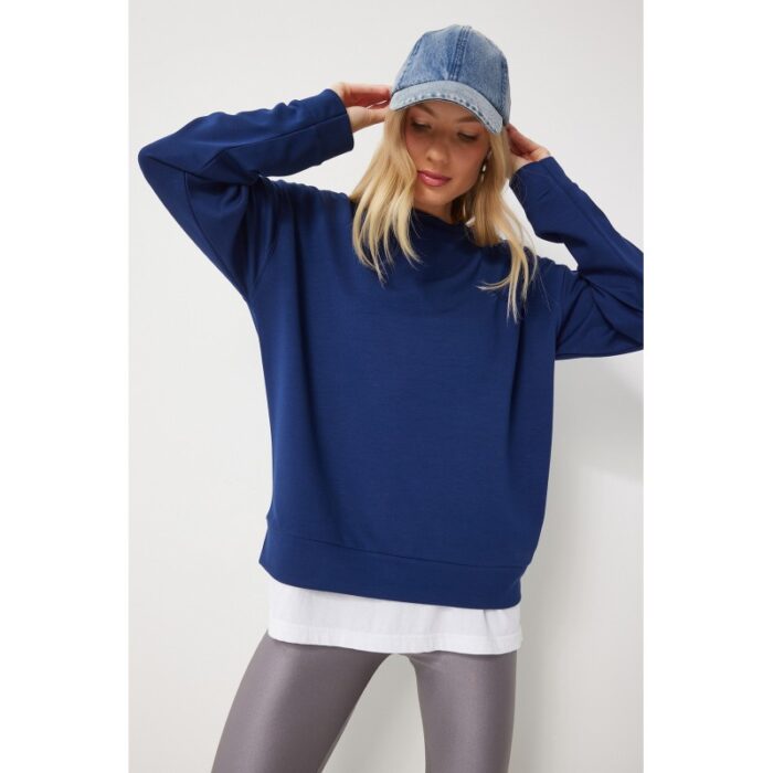 ⁦بلوزة ستاتي خريفي لون كحلي Happiness İstanbul⁩ - الصورة ⁦6⁩