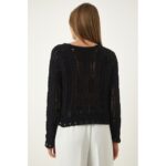 بلوزة ستاتي شتوي لون أسود Happiness İstanbul