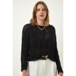 ⁦بلوزة ستاتي شتوي لون أسود Happiness İstanbul⁩ - الصورة ⁦3⁩