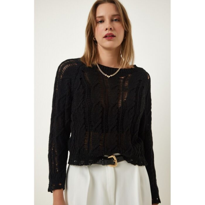 ⁦بلوزة ستاتي شتوي لون أسود Happiness İstanbul⁩ - الصورة ⁦5⁩