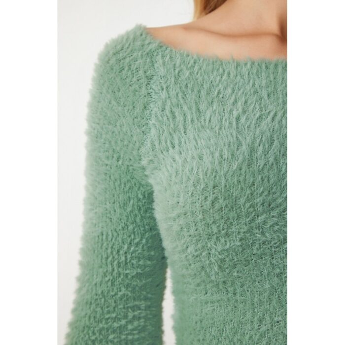 ⁦بلوزة ستاتي شتوي لون أخضر فستقي Happiness İstanbul⁩ - الصورة ⁦2⁩