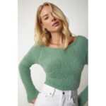 ⁦بلوزة ستاتي شتوي لون أخضر فستقي Happiness İstanbul⁩ - الصورة ⁦6⁩