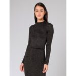 ⁦طقم ستاتي لون أسود مع لمعة تنورة وبلوزة A-VIEW⁩ - الصورة ⁦2⁩