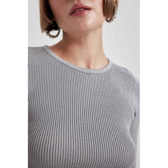 ⁦طقم ستاتي لون سكني مع لمعة تنورة وبلوزة defacto⁩ - الصورة ⁦8⁩