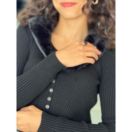 جرزة ستاتي لون أسود قبة فرو