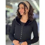 ⁦جرزة ستاتي لون أسود قبة فرو⁩ - الصورة ⁦2⁩