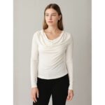 بلوزة ستاتي قماشة زبدة لون أبيض