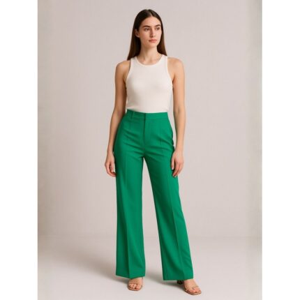 بنطلون ستاتي قماش لون أخضر