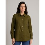 قميص ستاتي كوردروي لون أخضر زيتي