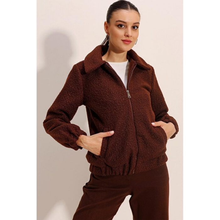 ⁦جاكيت ستاتي شتوي بسحاب لون بني Bigdart⁩ - الصورة ⁦4⁩