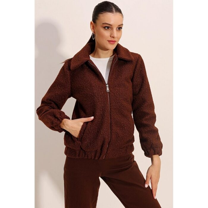 ⁦جاكيت ستاتي شتوي بسحاب لون بني Bigdart⁩ - الصورة ⁦6⁩