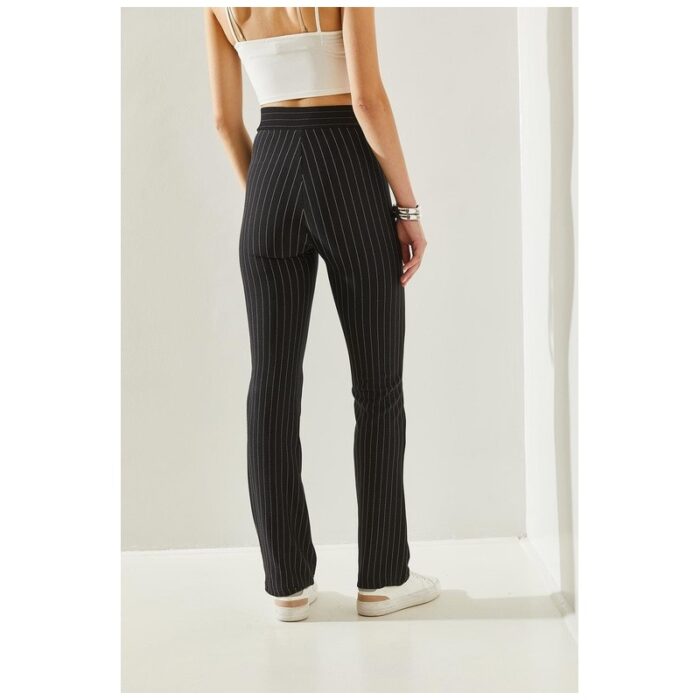 ⁦بنطلون ستاتي أسود مخطط Bianco Lucci⁩ - الصورة ⁦3⁩