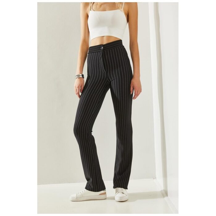 ⁦بنطلون ستاتي أسود مخطط Bianco Lucci⁩ - الصورة ⁦5⁩