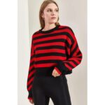 ⁦بلوزة ستاتي شتوي مخطط لون أحمر وأسود SHADE⁩ - الصورة ⁦5⁩