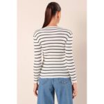 ⁦بلوزة ستاتي شتوي لون أبيض مخطط شتوي Bigdart⁩ - الصورة ⁦2⁩