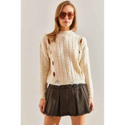 بلوزة ستاتي شتوي لون بيج Bianco Lucci