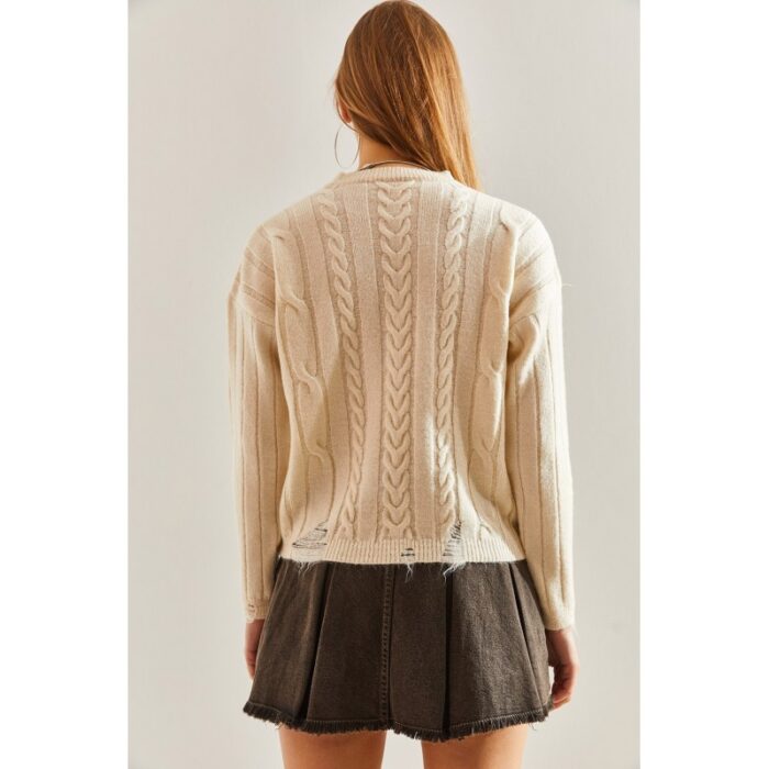 ⁦بلوزة ستاتي شتوي لون بيج Bianco Lucci⁩ - الصورة ⁦2⁩