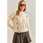 ⁦بلوزة ستاتي شتوي لون بيج Bianco Lucci⁩ - الصورة ⁦5⁩