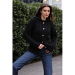 جاكيت ستاتي شتوي لون أسود بأزرار Bigdart